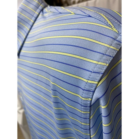 Men's Burnt Pine Golf Club Blue Yellow  Short Sleeve Polo Shirt Medium - Picture 7 of 10